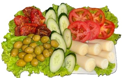 Salada Itajaí com tomate seco palmito pepino japonês e azeitonas - Porto Grill